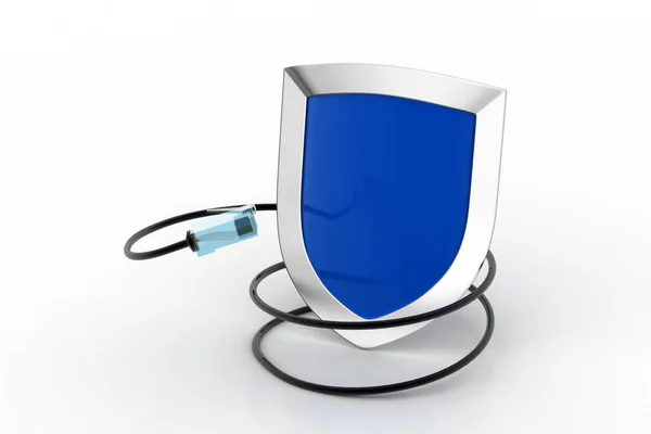 Security shield connected with cord wire — Stock Photo, Image