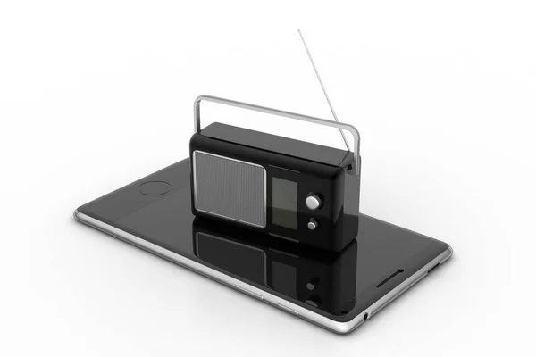 Radio with smart phone — Stock Photo, Image