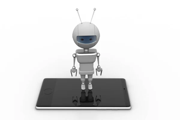 Robot med smart telefon — Stockfoto
