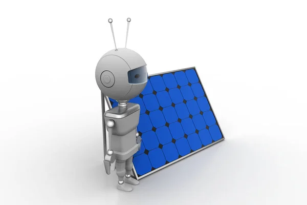 Робот з сонячною панеллю — стокове фото