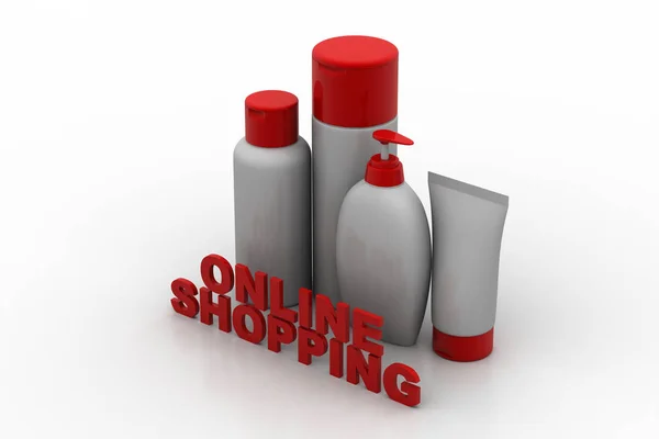 Productos cosméticos con concepto de compras en línea —  Fotos de Stock