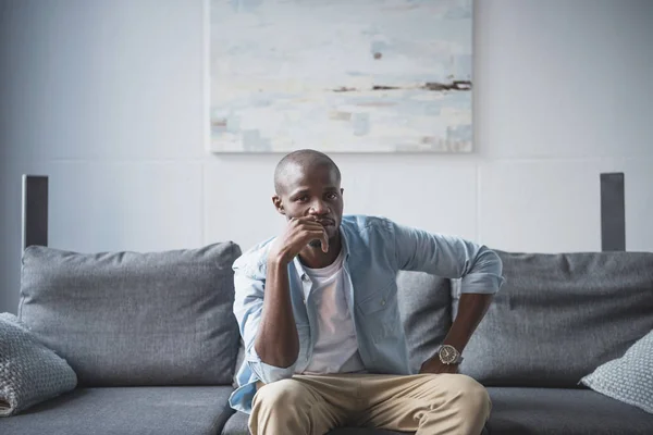 Thinkful african american man — Stock Photo, Image