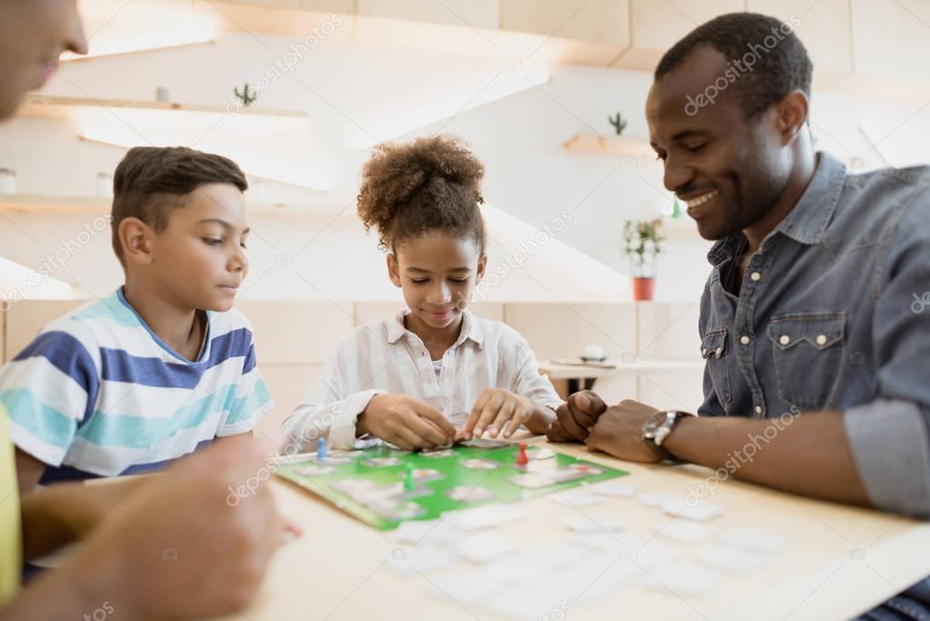 african-american family in cafe