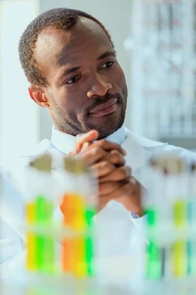 African american doctor at testing laboratory — Stock Photo