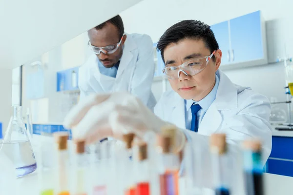 Científicos trabajando en laboratorio - foto de stock