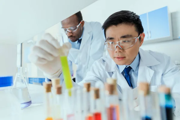 Cientistas que trabalham em laboratório — Fotografia de Stock