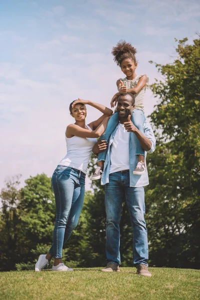 Familia afroamericana en el campo - foto de stock