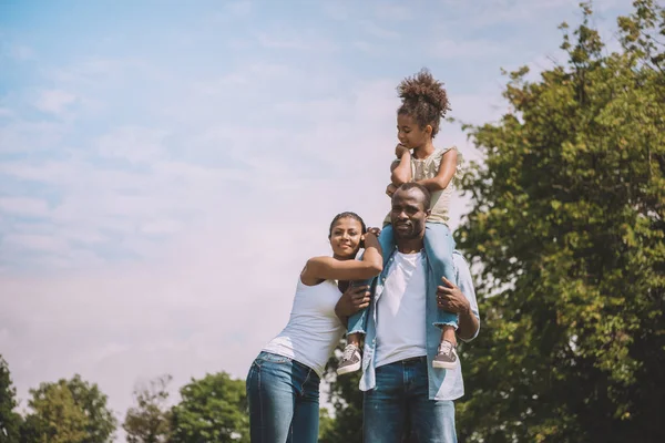 African american family at countryside — Stock Photo
