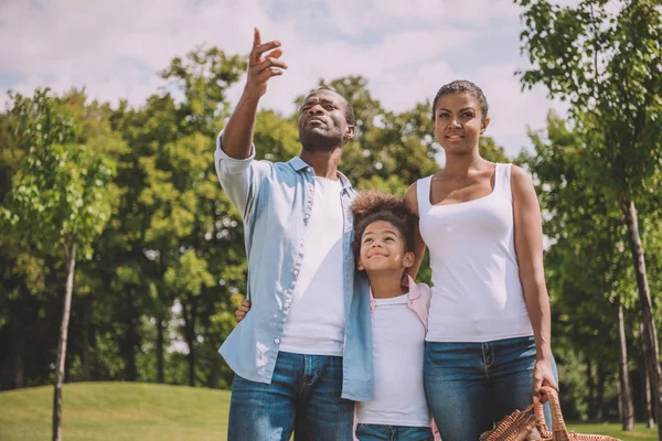 Familia afroamericana en parque - foto de stock