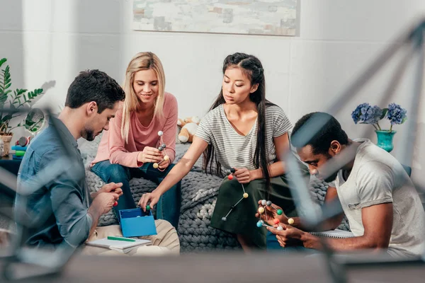 Students studying at home — Stock Photo