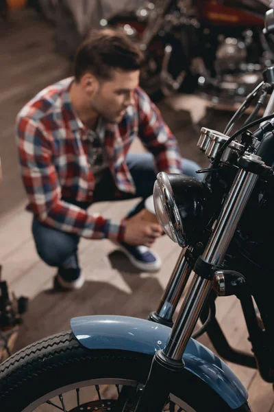 Scheinwerfer klassischer Motorräder — Stockfoto