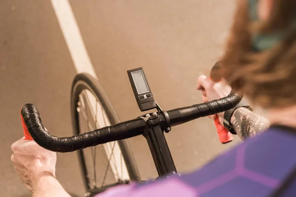 Cyclist riding bicycle during race — Stock Photo