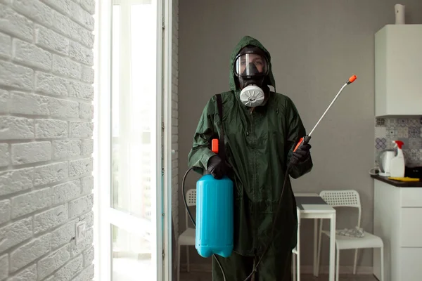 Pest Control Disinfection Premises Insects Rodents Chemical Means Sanitary Worker — Stock Photo, Image
