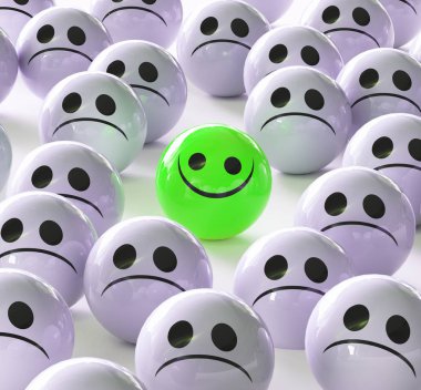 Üzgün yüzler arasında mutlu yüz, göze çarp