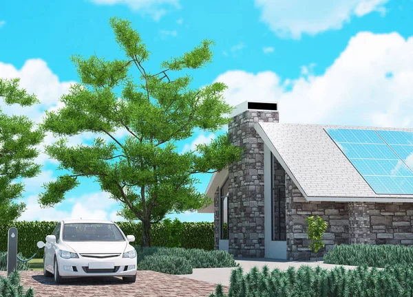 Electric car with ecological house