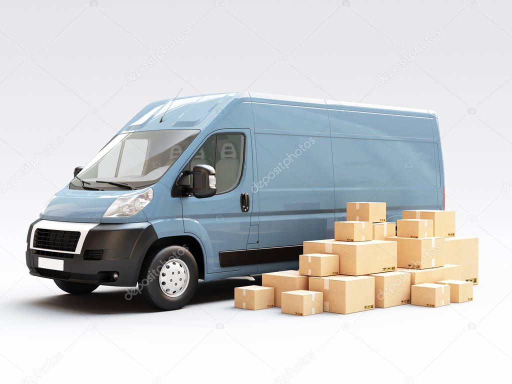 Van with boxes, priority mail