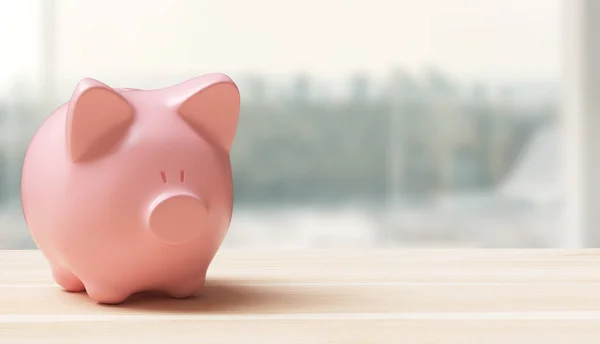 Pink piggy bank or money box, 3d render — Stock Photo, Image