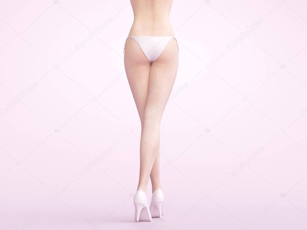 Woman legs with heels, 3d render illustration