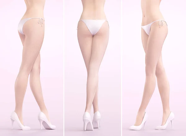 Kadın bacak bikini ve topuklar, 3d render ile — Stok fotoğraf