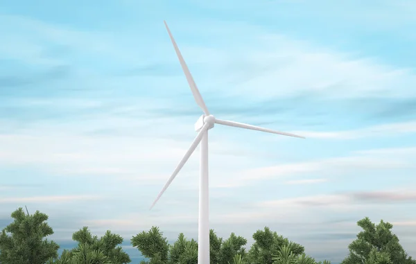 Větrná turbína, alternativní energie, vykreslení — Stock fotografie