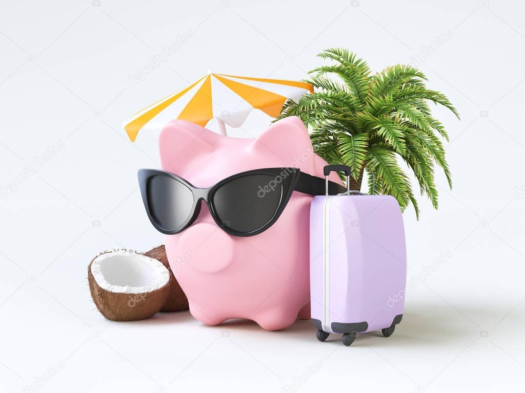 Summer piggy bank, saving money 