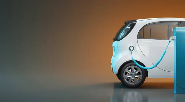 Coche eléctrico a cargo, ilustración de renderizado 3d — Foto de Stock