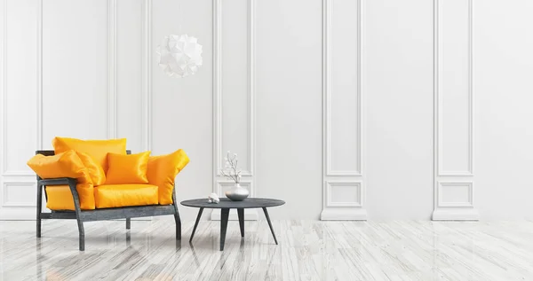 Luxus modernes Wohnzimmer, 3D-Darstellung — Stockfoto