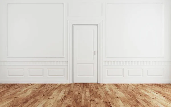 Classic wall interior and modern frame with parquet, empty room, 3d rendering — Stock Photo, Image