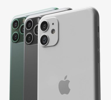 İtalya -22 Eylül 2019: Iphone 11 akıllı telefonlar masada. Iphone 11 yakın çekimde. Son Apple Mobile iphone modeli. Açıklayıcı editoryal.