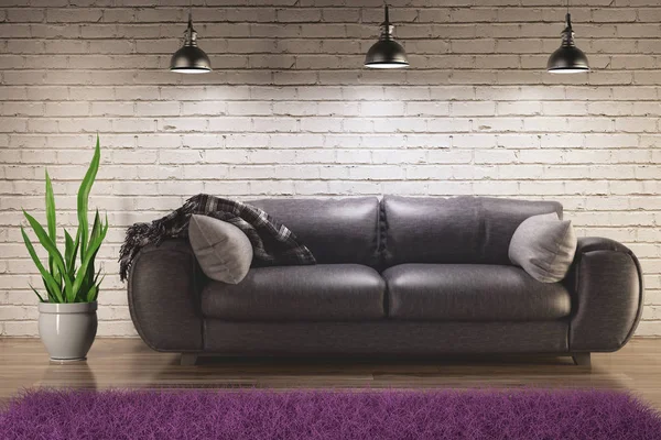 Luxus modernes Wohnzimmer, 3D-Darstellung — Stockfoto