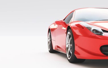 Modern araba beyaz, konsept araçta izole edilmiş. 3d oluşturma