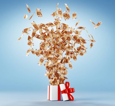 Avro banknotlu bir hediye kutusu, 3 boyutlu.