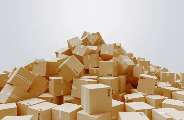 Business Logistics concept. Global business connection technology. Cardboard boxes. 3d rendering — Stock Photo, Image