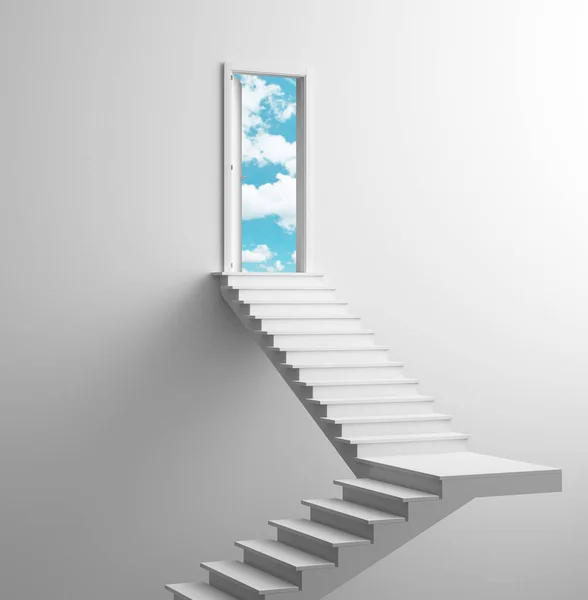 Dlouhé schody s mnoha kroky, koncept 3d vykreslování — Stock fotografie