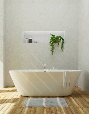 Küvetli modern banyo, lüks daire. 3d oluşturma