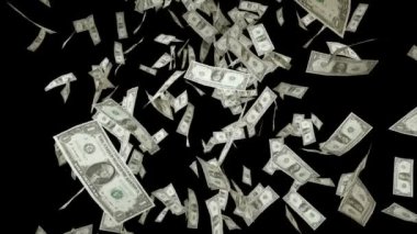 Amerikan Doları Siyah ve Beyaz Matte 'nin üzerine düşüyor. Sinematik 3d canlandırma canlandırması