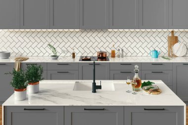 Lüks Modern Oturma Odası, 3 boyutlu resimleme