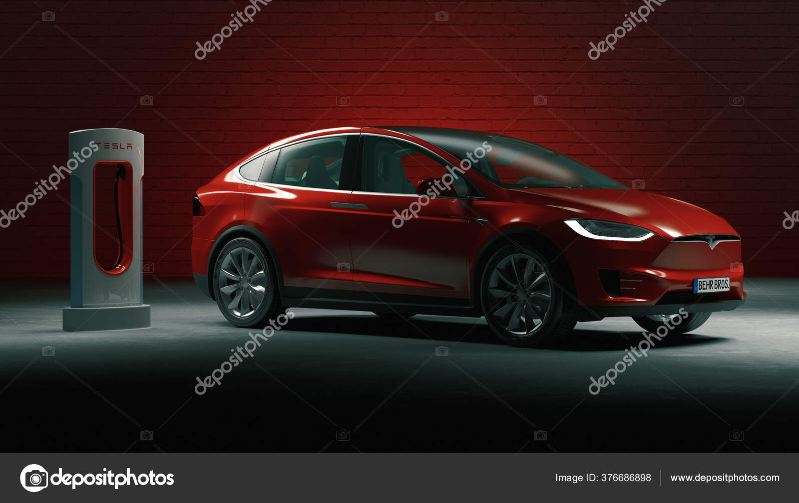 VERONA, ITALY 01 MAY, 2020 Tesla plugin electric car Model X been