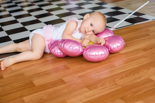 Portrait Pretty Smilling Little Baby Girl Home — Stock Photo, Image