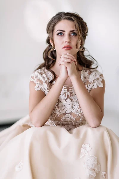 portrait of the bride crying