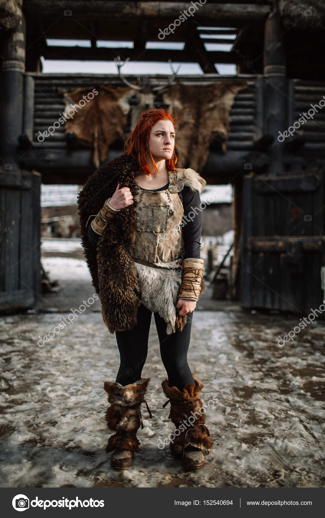 The Girl Dressed In A Viking Outfit Stock Photo Image By C Boykovi 152540694
