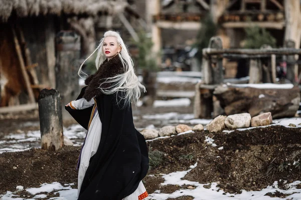 Όμορφο κορίτσι viking — Φωτογραφία Αρχείου