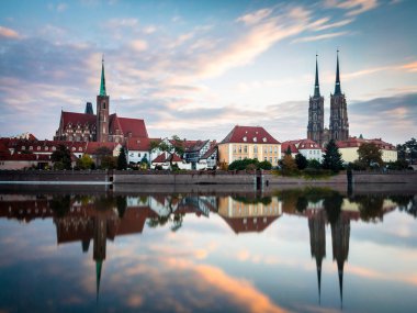 Wroclaw, Polonya 22 Ekim 2016. Ostrow Tums panoramik manzaralı