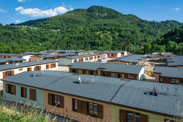 Prefabricated houses built after the earthquake that struck the town of Arquata del Tronto on August 24, 2016, in italy.