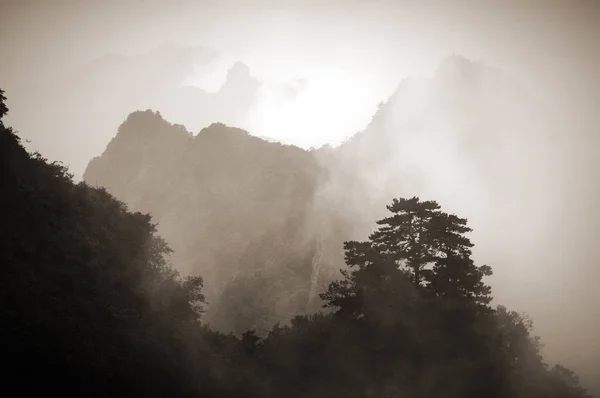 Mgliste góry Wudang — Zdjęcie stockowe