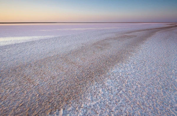 Tuz ve salamura mikroalg Dunaliella salina tarafından günbatımında renkli bir pembe Gölü