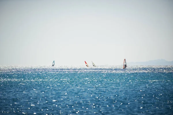Windsurfen segelt auf dem blauen Meer — Stockfoto