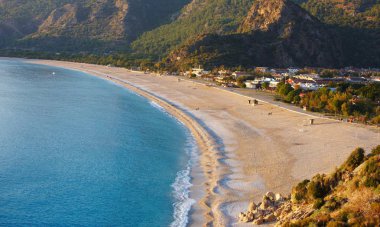 Boş Ölüdeniz Beach havadan görünümü
