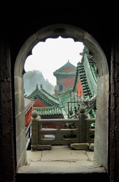The roofs of the monasteries of Wudang. View from the arch.