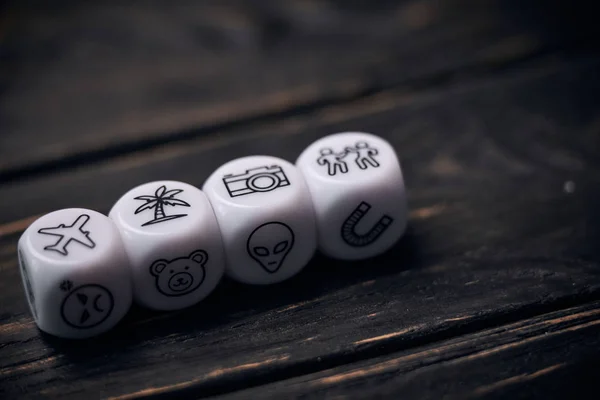 Cubes dice with funny life style symbols.